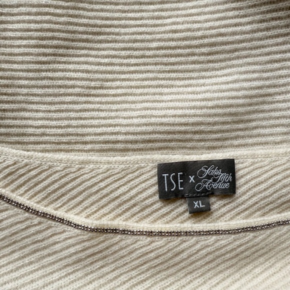 TSE x Saks Fifth Avenue Cashmere Jewel Sweater in White, Sz XL - Picture 12 of 12
